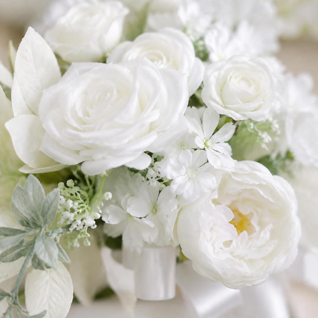 Bright Rose and Peony Faux Stem Bouquet Elegant Hand-Tied Silk Flower