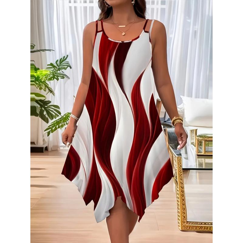 

Новое летнее женское платье без рукавов с круглым вырезом и халтером с цветными блоками XXL красный