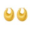 European Style 18K Gold Stainless Steel Threaded Hollow Earrings
