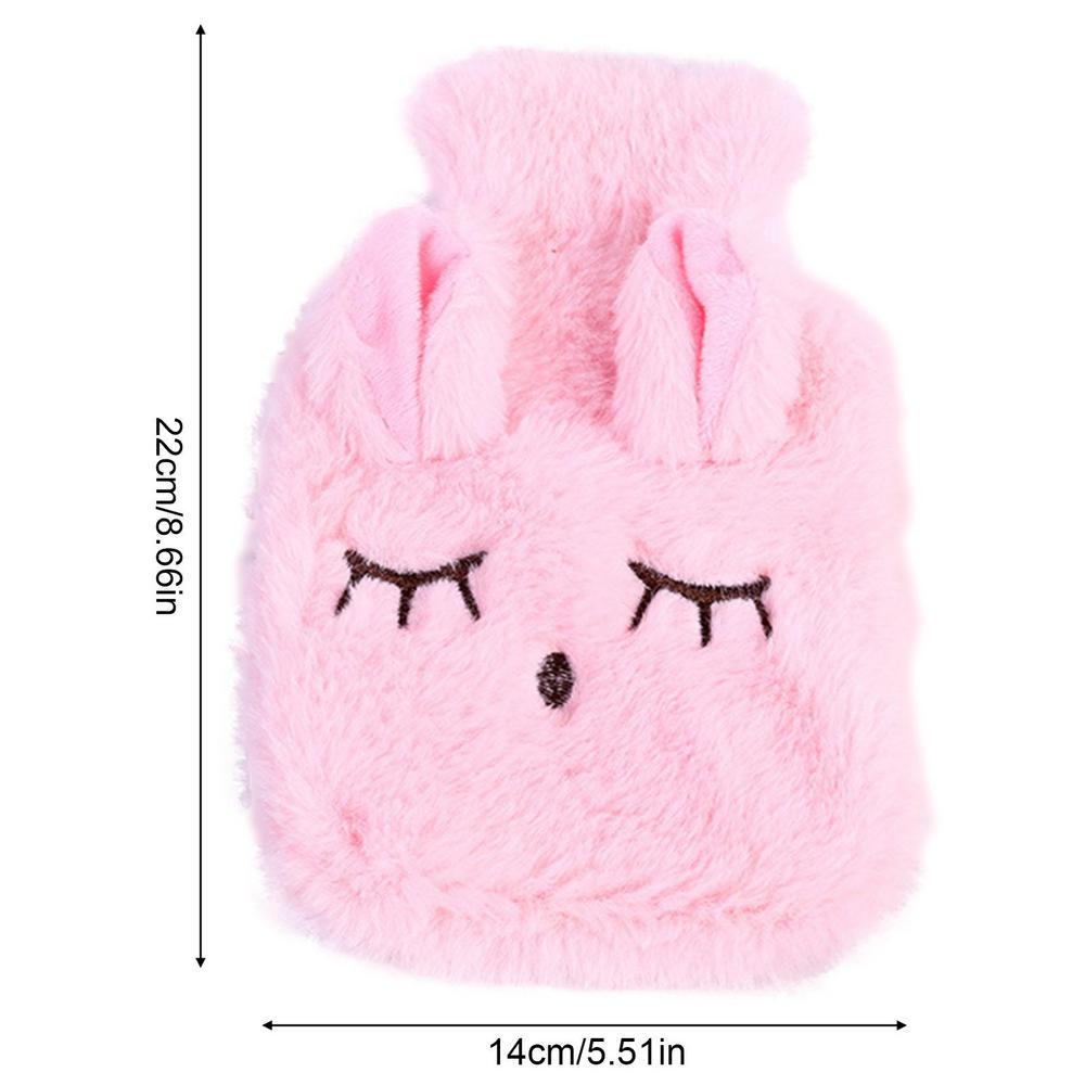 Winter Hot Water Bottle Reusable Hand Warmer Stress Pain Relief Detachable Plush Soft Cozy Cover Cute Fleeced Hand Warmer