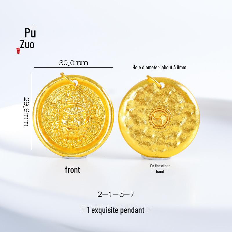 Durable Gold Sand God of Wealth Pendant Necklace for Women