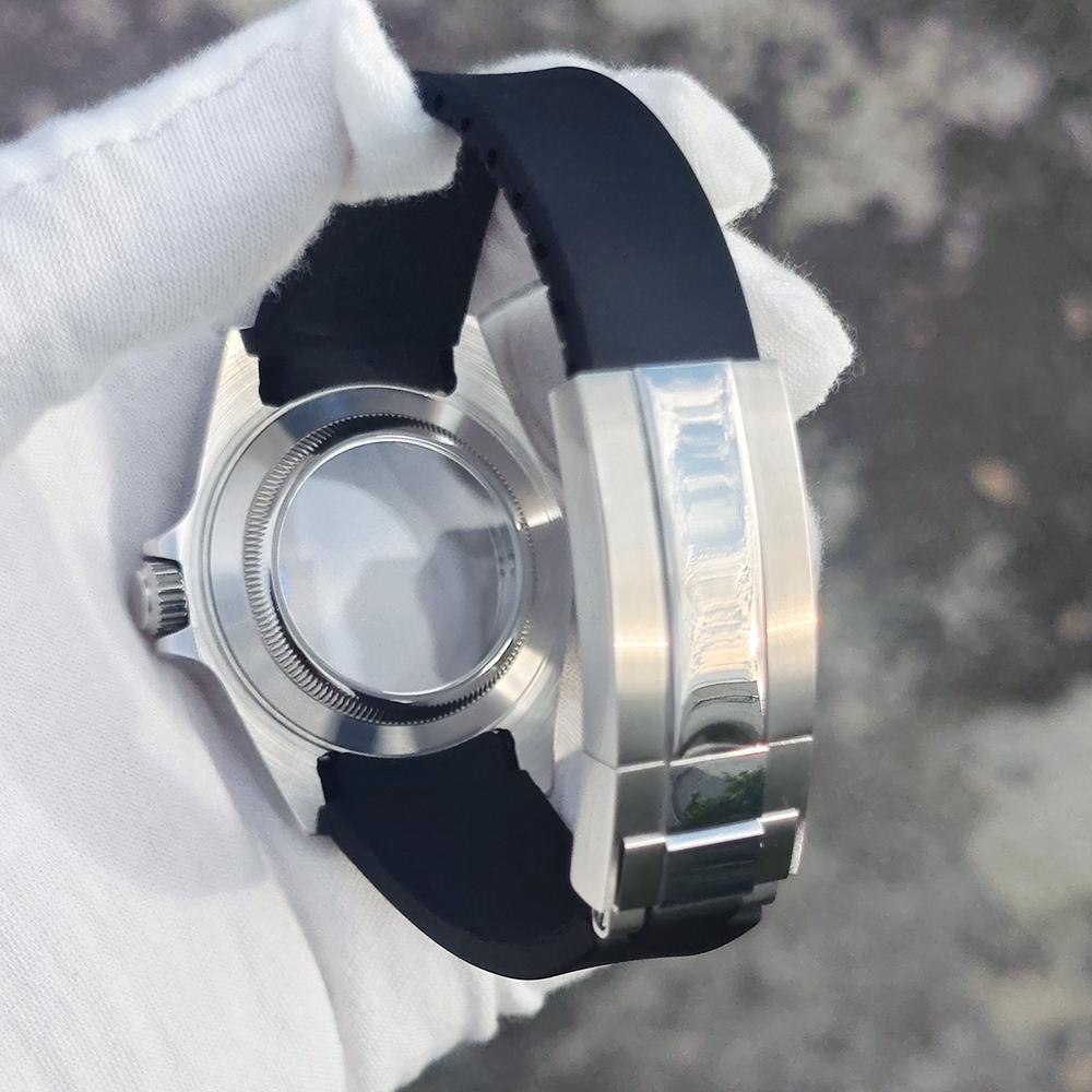 39mm Old EXP 24 Hour GMT Steel Bezel Watch Case for NH34 NH35 NH36 Sapphire Glass Explorer Case Accessories Silicone Strap
