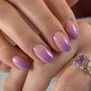 24Pcs Short Round Head Press on False Nails Yellow French 3D Flower Fake Nail for Woman Reusable Finished Full Cover Nails Tips
