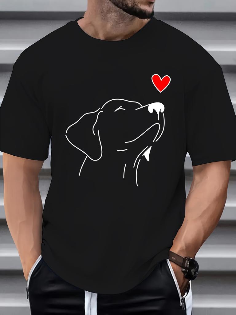 Black 100 Cotton Tshirt Men Soft Breathable Comfortable Ideal Top Daily Wear Outdoor Excursions Casual Roundneck Pet Lovers