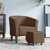 Vidaxl Club Armchair with Footstool, Brown, Fabric Upholstered