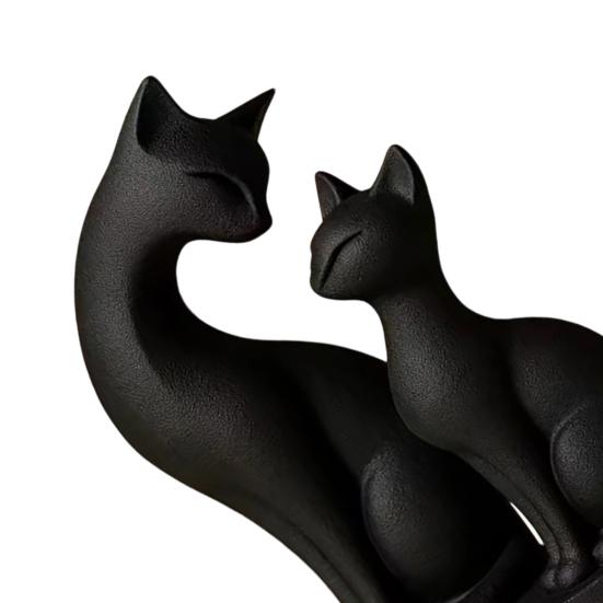 Black Cat Figurine 3D Printed Mother And Kitten Statue Cute Animal Sculpture for Indoor Shelf Desktop Decor Gifts for Cat Lovers