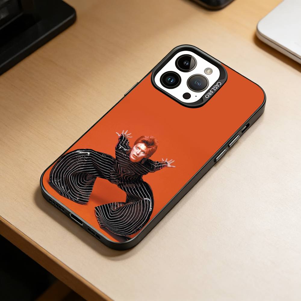 D-David-Singer B-Bowies   Phone Case For iPhone 17,16,15,14,13,12,11 Plus,Pro Max,XS,Colored Silver Plated Inside Cover