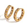 MamacitaSlay Classic Luxury Inlaid Square AAA Zircon Hoop Earrings Tarnish Free 18K Gold Plated Stainless Steel Earrings Woman