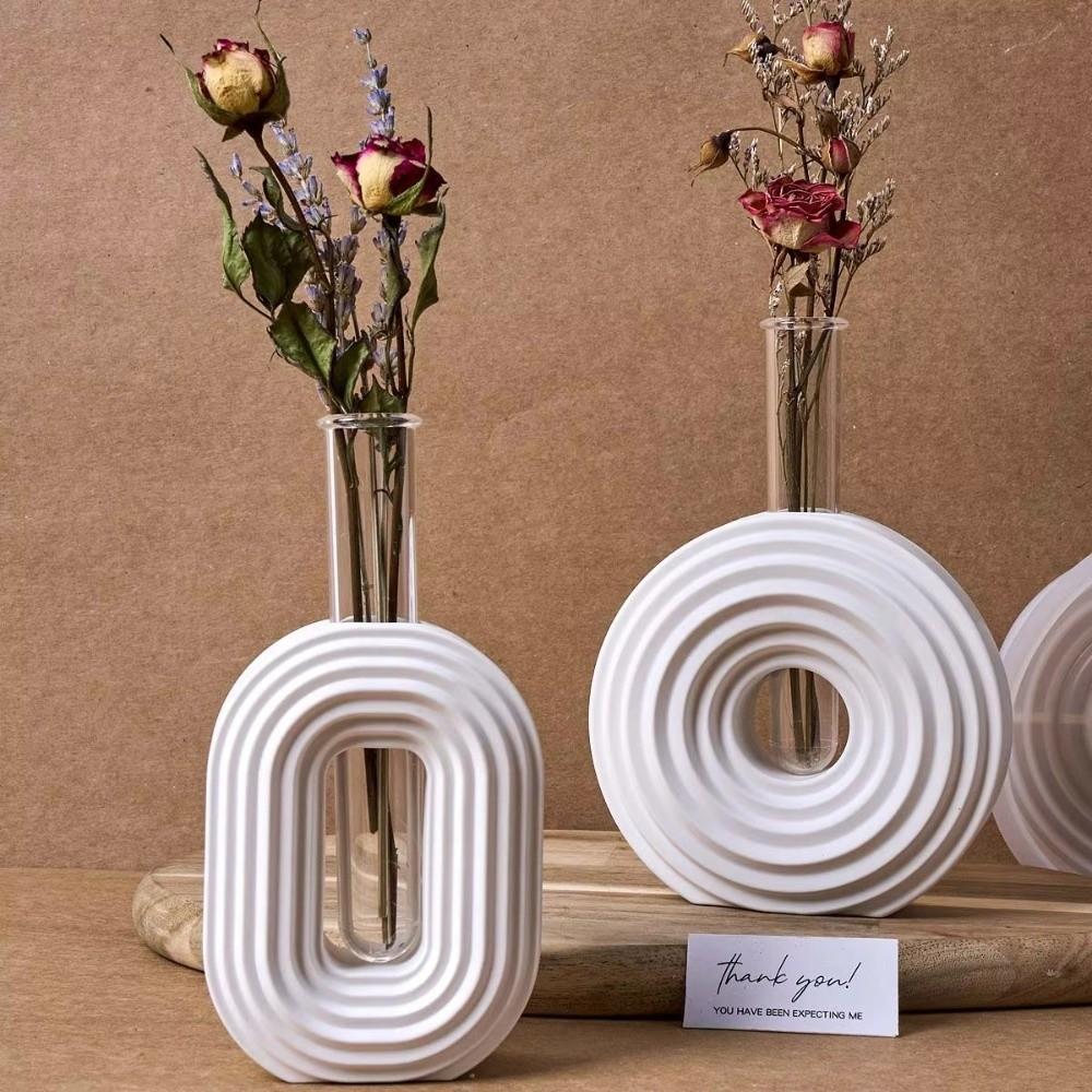 Oval Round Vase Container Mold DIY Resin Clay Molds Striped Vase Mold  Hydroponic Planter Crafts