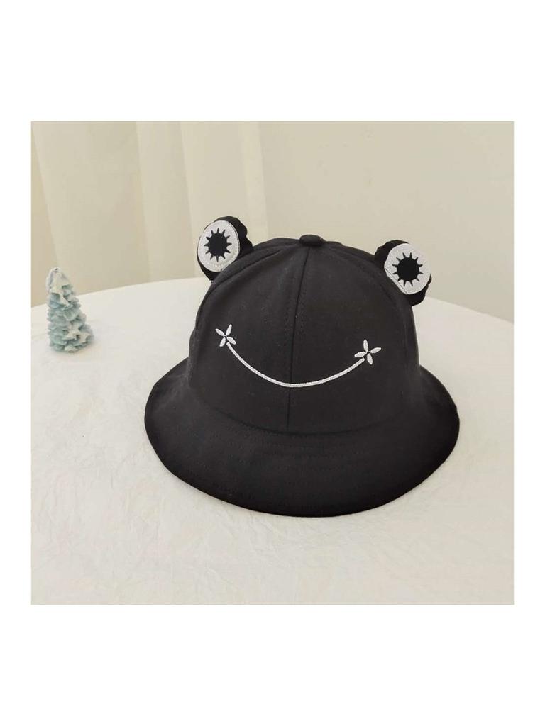 Sweet And Cute Frog Face Embroidered Fisherman Hat For Women Style Sun Protection Breathable Spring Summer Cap