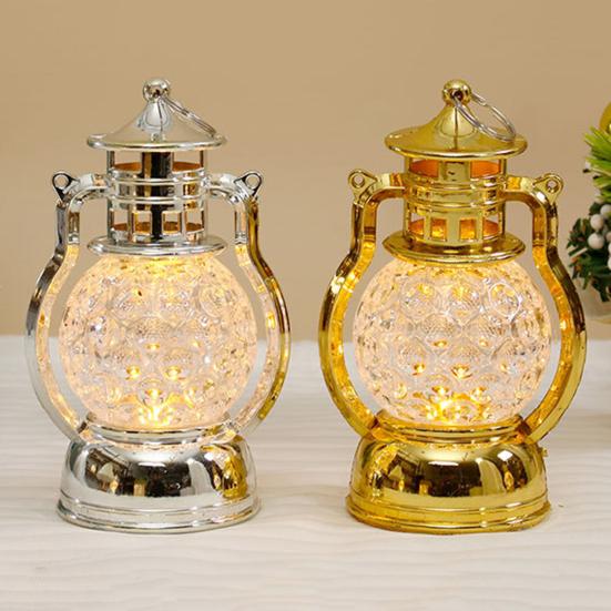 LED Christmas Night Lamp Flame-Free Warm Glow Creative Honeycomb Design Retro Night Light for Home Room Decor