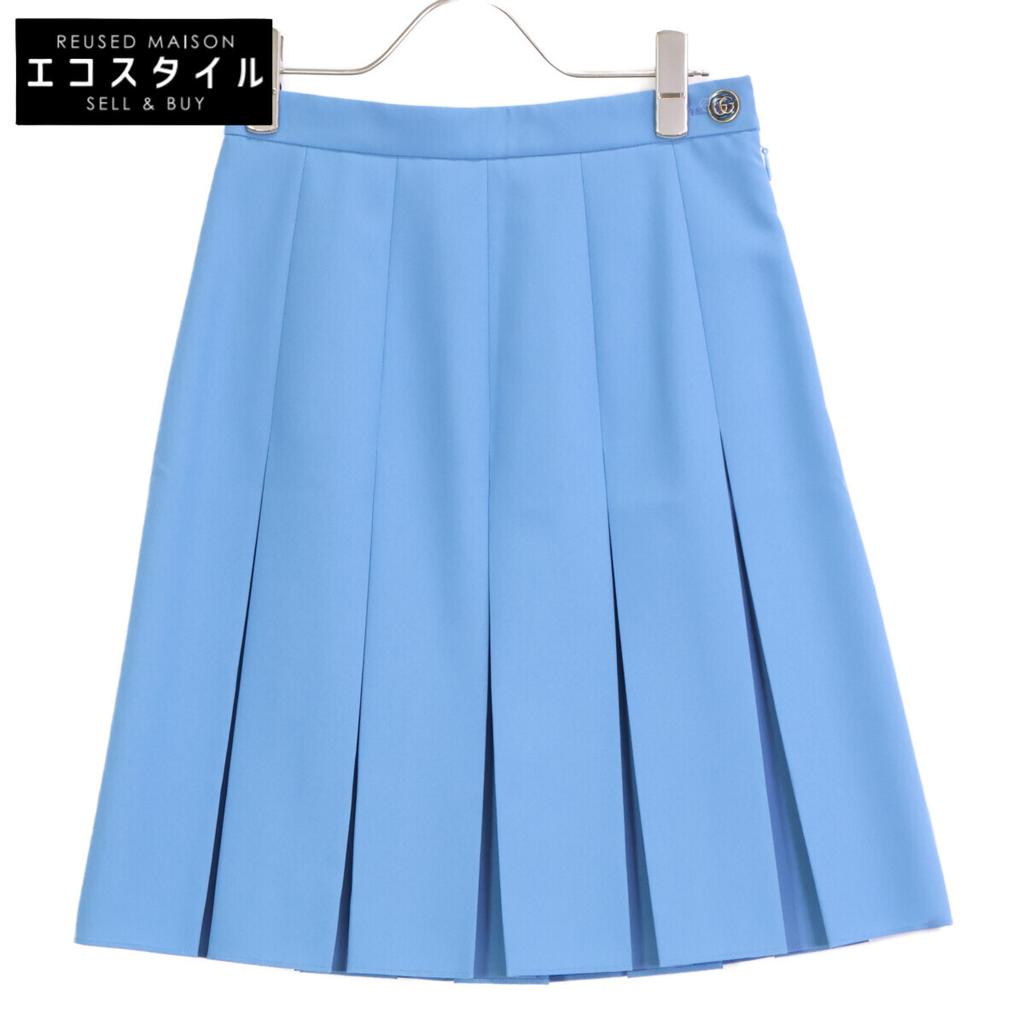 Gucci 633217 Light Blue Medium Pleated Skirt Skirt 36 blueUsed