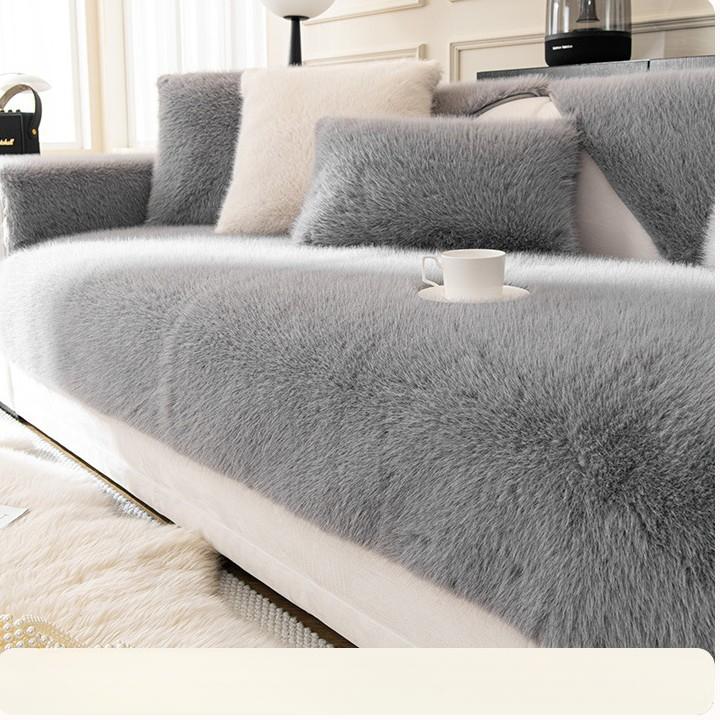 1 Stück Imitation Kaninchen Plüsch Sofabezug Dick Plüsch Winter Sofa Überwurf, Couchbezug Möbelbeschützer Für Schlafzimmer Büro Wohnzimmer Heimdeko