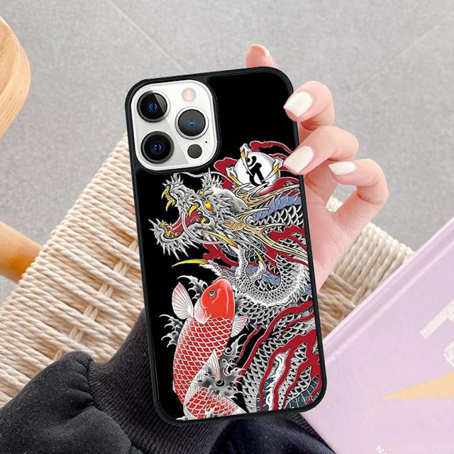 Tattoo Japanese Koi Dragon Wave Phone Case For iPhone 17 Air 13 12 14 15 16  Cover For Apple Pro Max Plus SE Coque