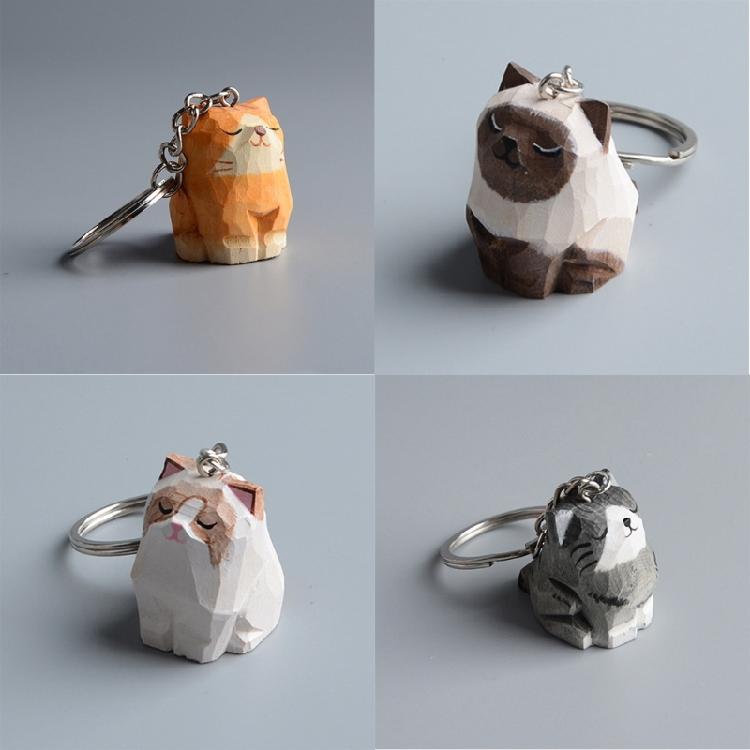 Holz Katze Schlüsselanhänger Cartoon Anhänger Schlüsselring Rucksack Hängendes Ornament Geschenk