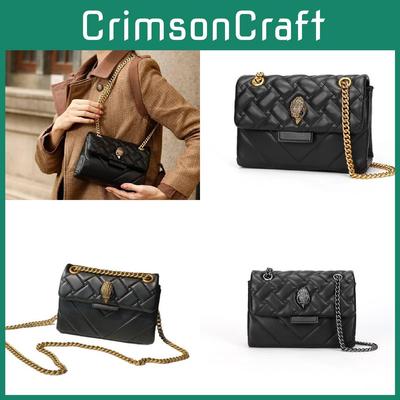 Elegant Kurt Geiger Black Quilted Chain Shoulder Bag With Stylish Eagle Head Design