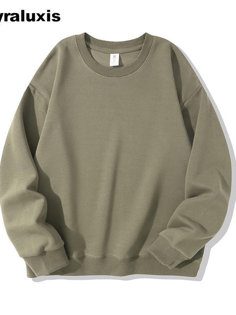 New Fall/Winter Crew Neck Sweatshirt Women's Long Sleeve White Solid Loose Casual Crop Top for Girls Autumn Fashion