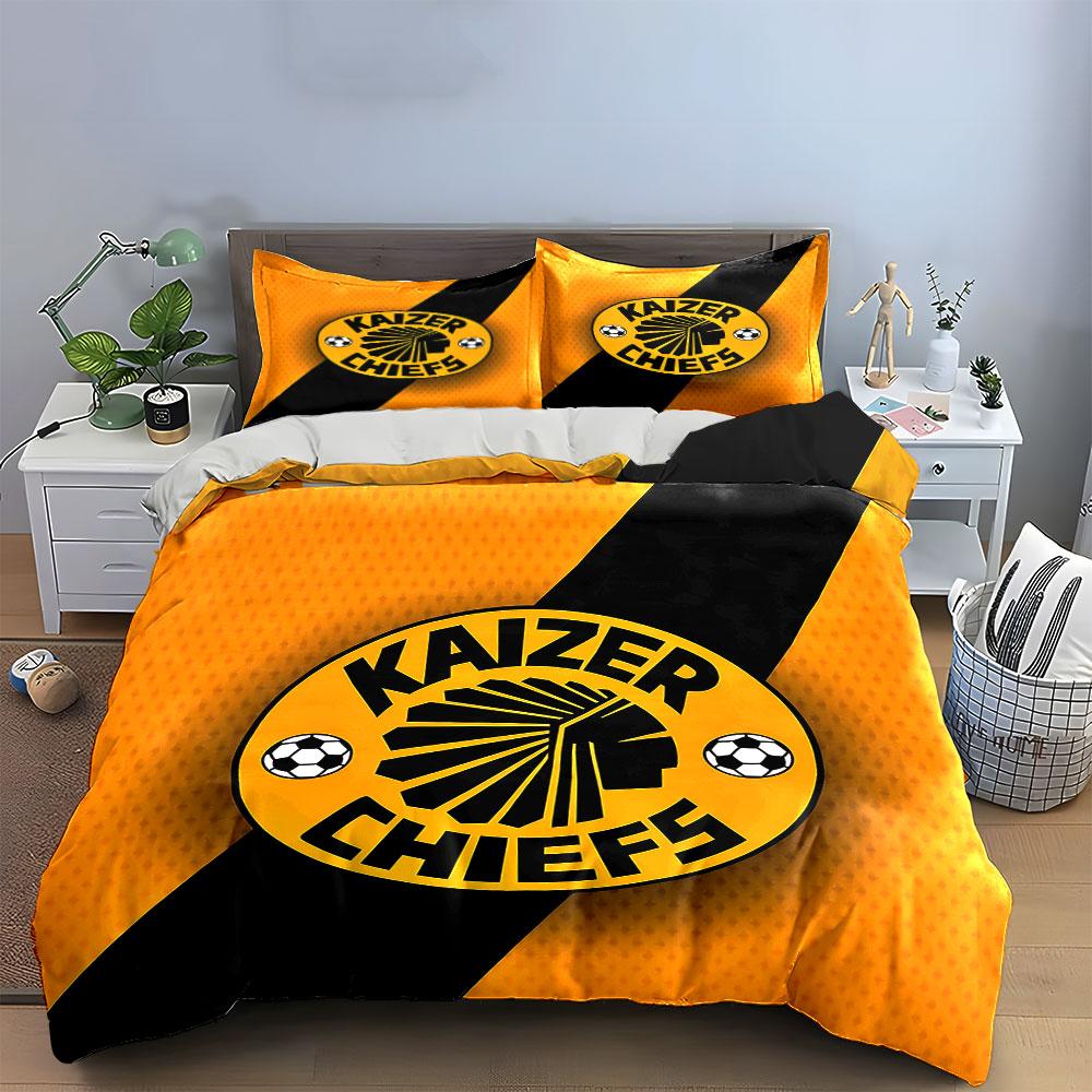 Yellow and Black Kaizer Chiefs Set Bedding Duvet Cover Set Duvet Cover Pillowcases  (1 * Duvet Cover 2 * Pillowcases, Without Duvet Insert)