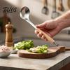 Meatball Molds for Kitchen Spoon Maker Tool, Stainless Steel Non-stick Scoop, Gadget Cooking Long Wooden Handle Shaping Handy Scoop Tool