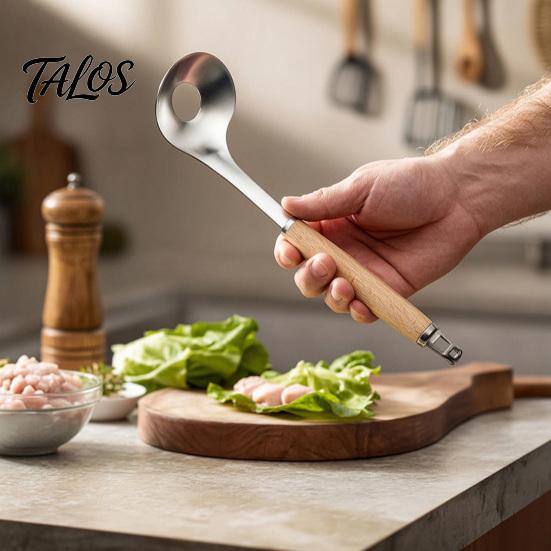 Meatball Molds for Kitchen Spoon Maker Tool, Stainless Steel Non-stick Scoop, Gadget Cooking Long Wooden Handle Shaping Handy Scoop Tool