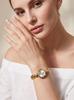 Gedi Women's Retro Waterproof Watch with Smooth Metal Beaded Strap and Exquisite Round Dial.