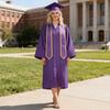 Academic Graduation Gown Set Breathable V-Neck Uniform for School Long Sleeve Polyester Soft Ceremony Diploma Photography
