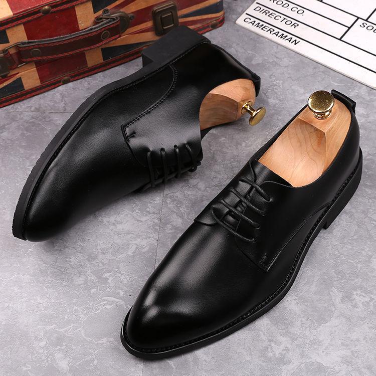Black Business Dress Patent Leather Shoes Casual Bright Leather Men's Shoes Versatile Suit Groom Wedding Shoes Large Size Velvet