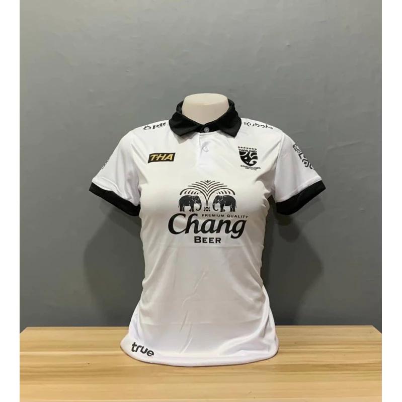 Thailand National Women Football Soccer Training JERSEY CHEER Fan Print Vintage Retro Elephant Quick Dry Polo Shirt Short Sleeve Uniform Sport Outdoor