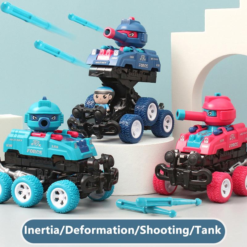 1 Piece Gift For Boys Girls Collision Deformation Can Launch Tank Simulation Walking Six-Wheel Inertial Off-Road Vehicle Model