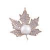 Crystal Maple Leaf Pearl Brooch - Elegant Women's Zircon Corsage Accessory