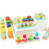 Wooden Geometric Column Set Children'S Montessori Early Education Cognitive Building Block Pairing Smart Five-Pillar Toy