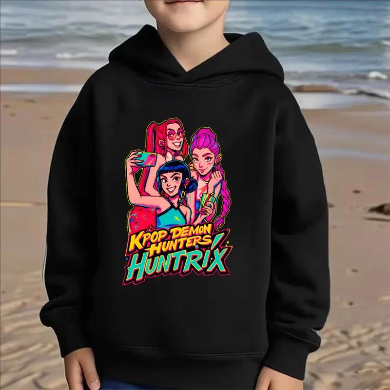 Autumn Winter KPop Demon Hunter Huntrix Children Sweatshirt Girls Boys Hip Hop Fashion Casual Warm Kids Pullover Hoodies