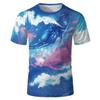 Summer Ocean Themed Printed Casual Breathable Comfortable Short Sleeved T-shirt- Soft Medium Elastic Polyester Fiber Fabric Summer Loose Casual Wear