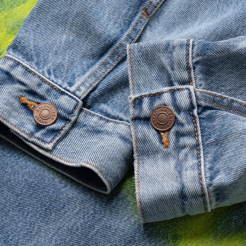 Balenciaga Large Fit Grafitti Backlogo Denim Jacket 678354TDW143341