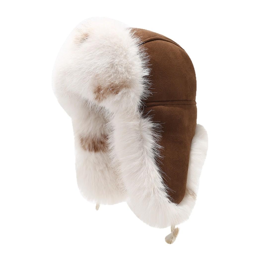 Leopard Print Fluffy Leather Winter Beanie With Windproof Ear Cover For Men And Women