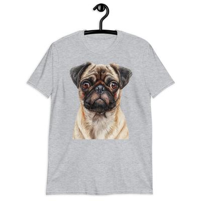 Cute Pug Dog Graphic Short-Sleeve Unisex T-Shirt | Comfortable Cotton Tee