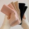 1 Pairs Soft Winter Half Finger Gloves Women Warm Luxury Solid White Plush Knitted Fingerless Gloves Wrist Mittens