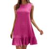 Women's Fashion Loose Versatile Sleeveless Round Neck Casual Solid Color Dresses