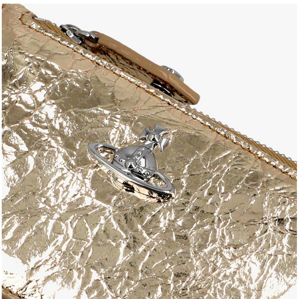 Vivienne Westwood Metallic Crinkle Slim Long Zipper Card Wallet 54020004w L00a7 R401