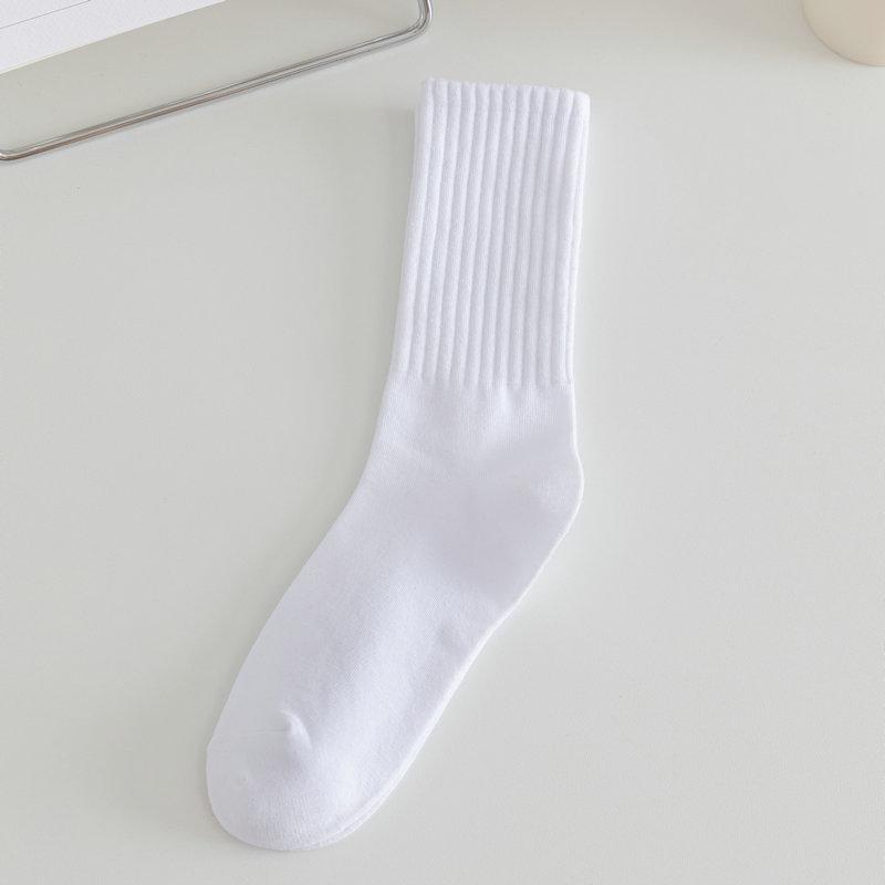 Loafers and Socks, Children's Spring and Autumn Mid-calf Solid Color Socks, Long Calf Socks, Pile Socks, Women's Long Socks