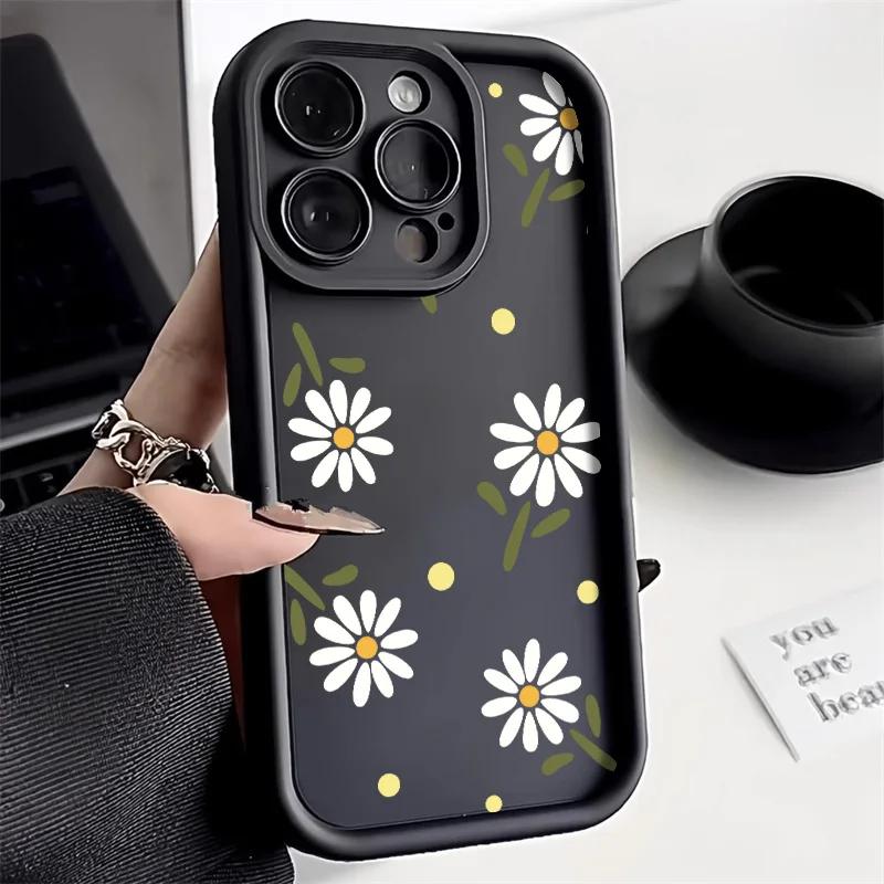 Aesthetic Line Flowers For iphone 17 16pro 15pro14 13 12 11 12pro 13pro max 14plus Silicone AntiFall Protective Cover Funda