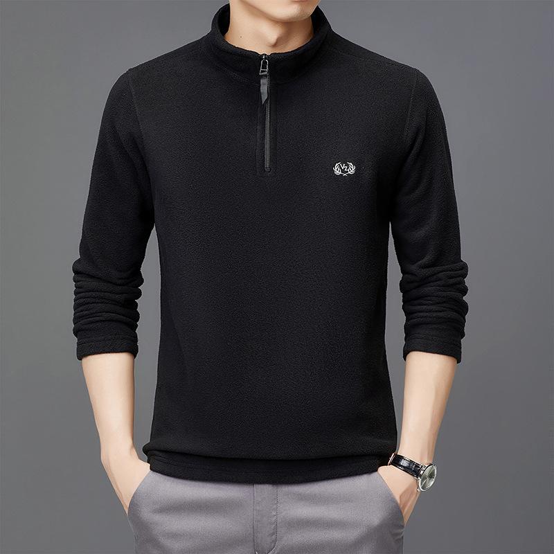 

Осенне-зимняя мужская флисовая футболка с длинными рукавами, молодежная повседневная футболка с воротником-стойкой и полумолнией для мужчин XXXL