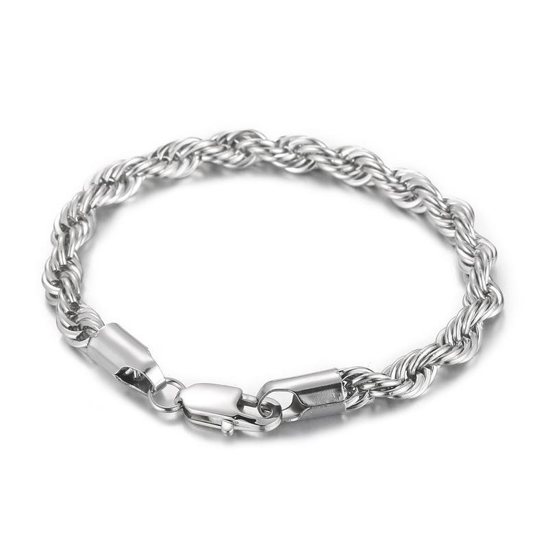 Titanium Steel Jewelry, Simple Male Japanese Buckle Twist Chain 4/6/8 Mm Twist Rope Chain Bracelet
