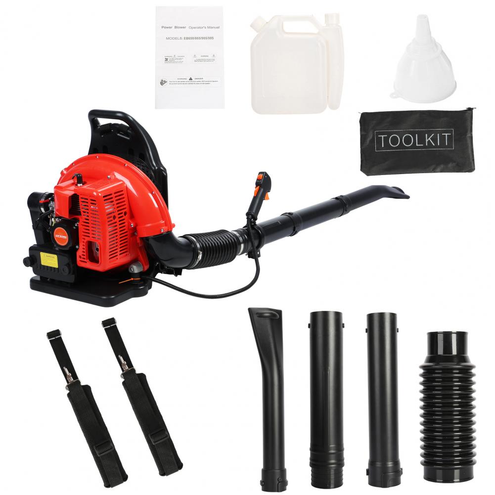 63CC Gas Powered Backpack Leaf Blower, 665CFM 2-Stroke Snow Blower Leaf Blowers Garden Power Tool for Lawn Care Yard Dust Debris
