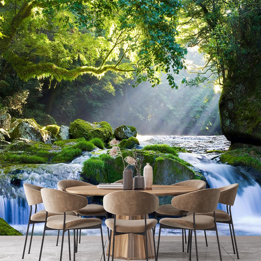 3d Forest Waterfall Wallpaper Scenery Wall Mural Living Room Tv Bedroom Waterfall Wallpaper Home Decor