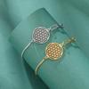 Vintage Flower of Life Bracelet for Women Stainless Steel Hollow Geometric Wicca Jewelry Gift Charm Wristband