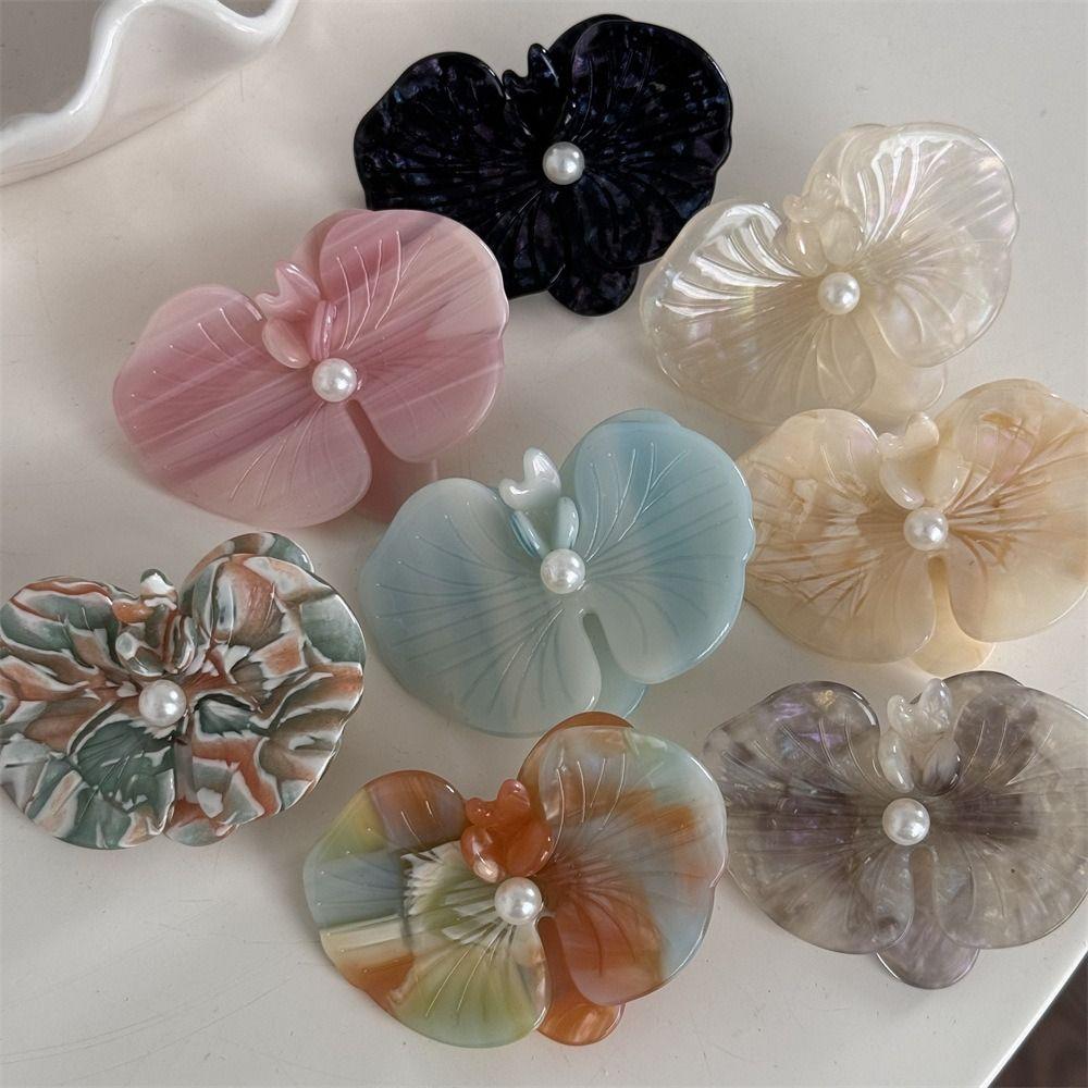 Side Clip Acetic Acid Hairpin Floral Korean Style Flower Duckbill Clip Butterfly Orchid Hair Accessories Fresh Barrettes