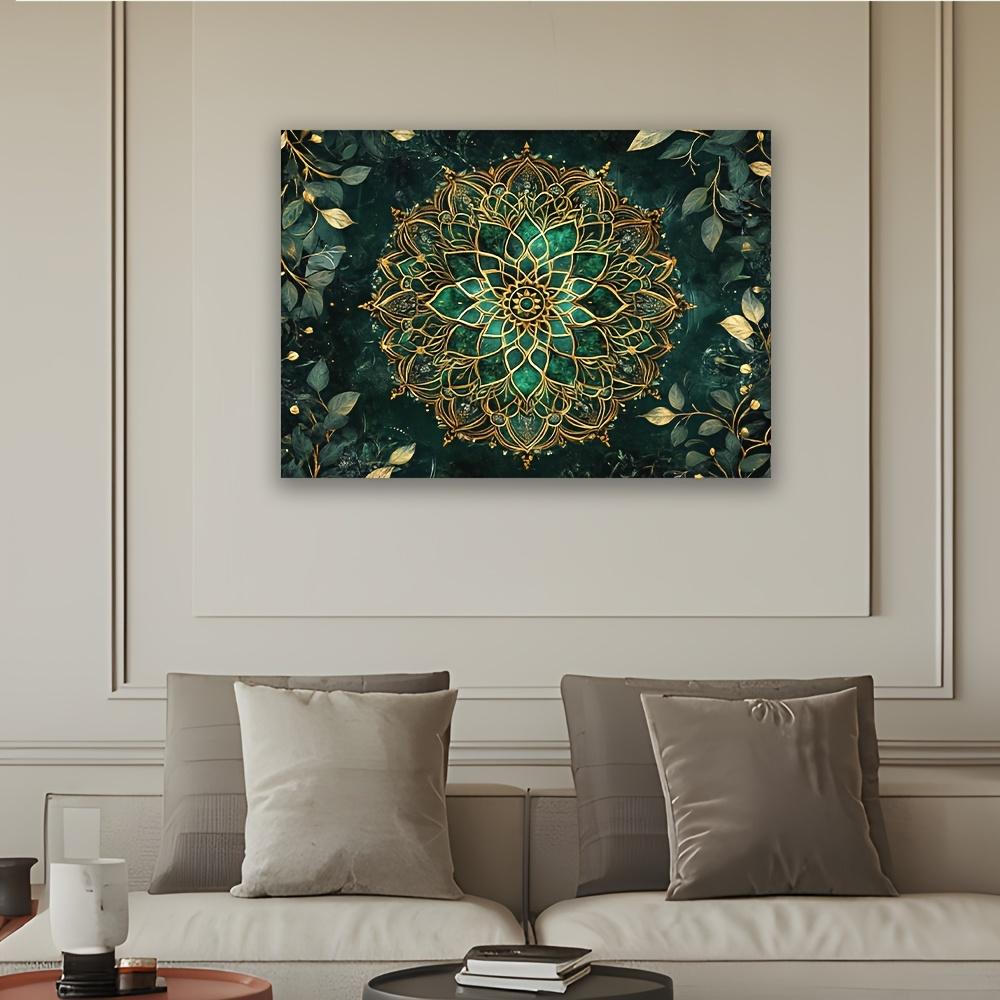 1 Piece Green Mandala Flower Tapestry - Polyester Fabric, Machine Washable, Suitable for Bedroom Living Room Decoration