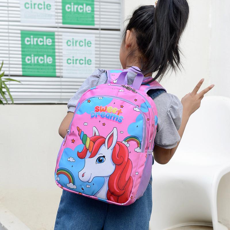 Adorable Unicorn Print Backpack With Ergonomic Design For Kids In Pink And Purple