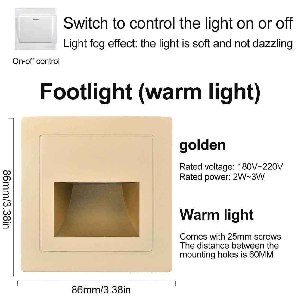 86-Type Recessed Wall Mounted Night Light Switch Control Light White light/Warm Light for Hotels Apartments and Corridors